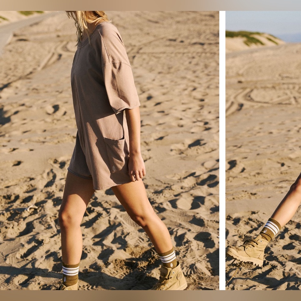 NWT Free People Movement Hot Shot Tee Romper - Mocha Latte - XS, S, M, L - Picture 2 of 7